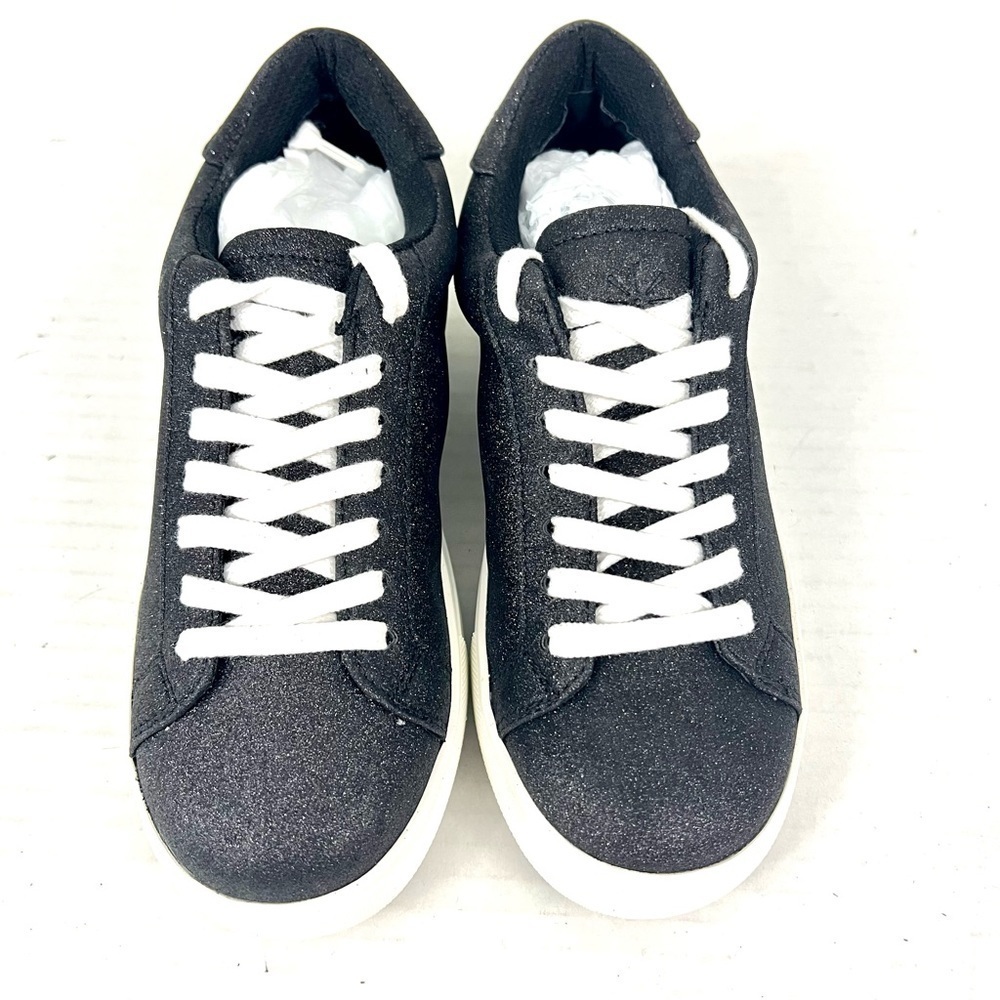 NIB - Isaac Mizrahi Live! Lace-Up Black Glitter Sneakers - Size 5.5 - Picture 2 of 8